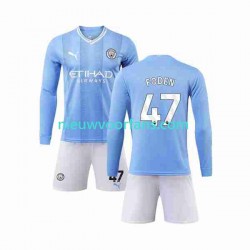 Manchester City Kind Shirt met Bedrukking Phil Foden 47 Thuis 2023-2024 Lange Mouw