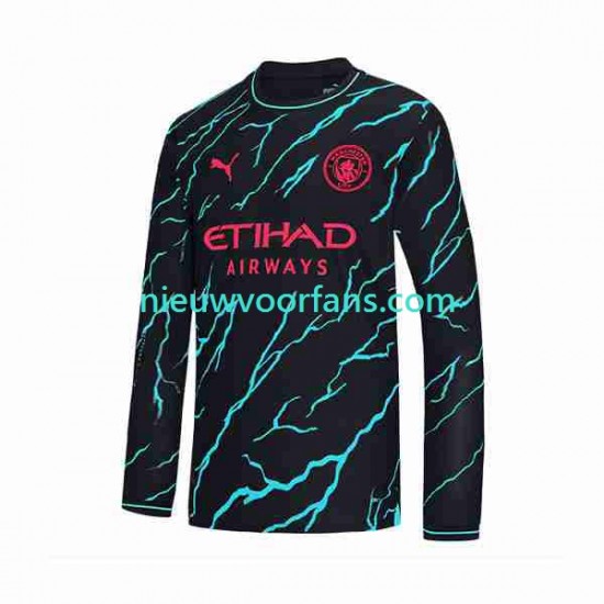 Manchester City Heren Shirt met Bedrukking Derde 2023-2024 Lange Mouw