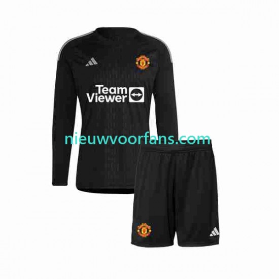 Manchester United Kind Shirt met Bedrukking Doelman Derde 2023-2024 Lange Mouw