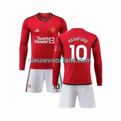 Manchester United Kind Shirt met Bedrukking Marcus Rashford 10 Thuis 2023-2024 Lange Mouw