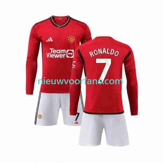 Manchester United Kind Shirt met Bedrukking Ronaldo 7 Thuis 2023-2024 Lange Mouw