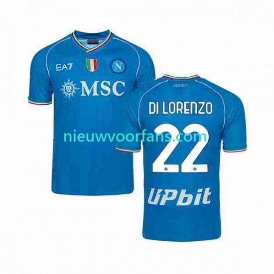 Napoli Heren Shirt met Bedrukking DI LORENZO 22 Thuis 2023-2024 Korte Mouw