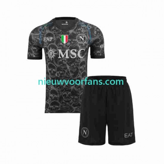 Napoli Kind Shirt met Bedrukking Halloween Thuis 2023-2024 Korte Mouw