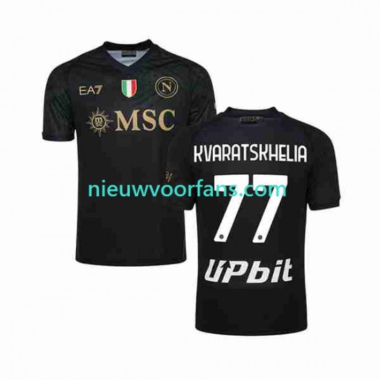 Napoli Heren Shirt met Bedrukking KVARATSKHELIA 77 Derde 2023-2024 Korte Mouw