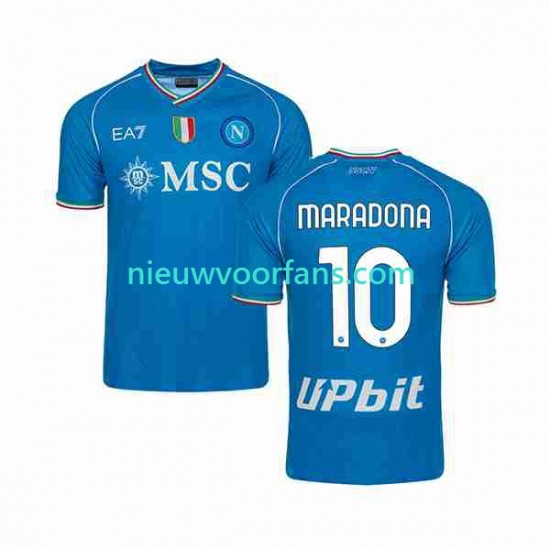 Napoli Heren Shirt met Bedrukking Maradona 10 Thuis 2023-2024 Korte Mouw
