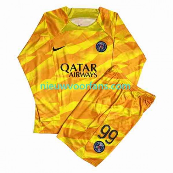 Paris Saint-Germain Kind Shirt met Bedrukking Doelman DONNARUMMA 99 Uit 2023-2024 Lange Mouw