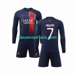 Paris Saint-Germain Kind Shirt met Bedrukking Mbappé Kylian 7 Thuis 2023-2024 Lange Mouw