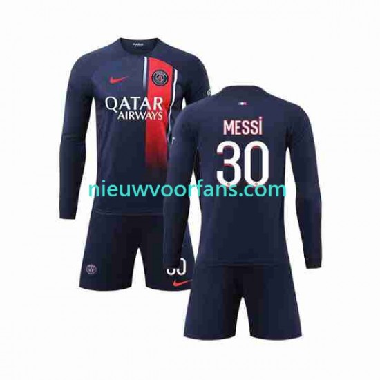 Paris Saint-Germain Kind Shirt met Bedrukking Lionel Messi 30 Thuis 2023-2024 Lange Mouw