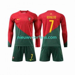 Portugal Kind Shirt met Bedrukking Ronaldo 7 Thuis WK 2022 Lange Mouw