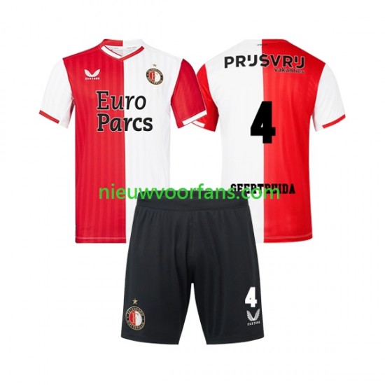 Feyenoord Rotterdam Kind Shirt met Bedrukking Lutsharel Geertruida 4 Thuis 2023-2024 Korte Mouw