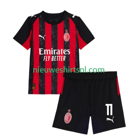 AC Milan Kind Shirt met Bedrukking Christian Pulisic 11 Thuis 2025-2026 Korte Mouw