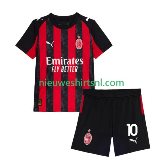 AC Milan Kind Shirt met Bedrukking Rafael Leao 10 Thuis 2025-2026 Korte Mouw