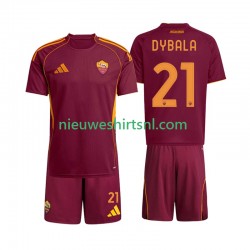 AS Roma Kind Shirt met Bedrukking Dybala 21 Thuis 2025-2026 Korte Mouw