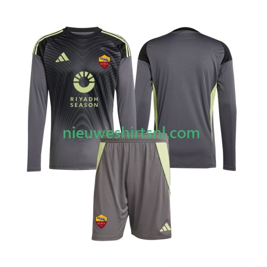 AS Roma Kind Shirt met Bedrukking Doelman Thuis 2025-2026 Lange Mouw
