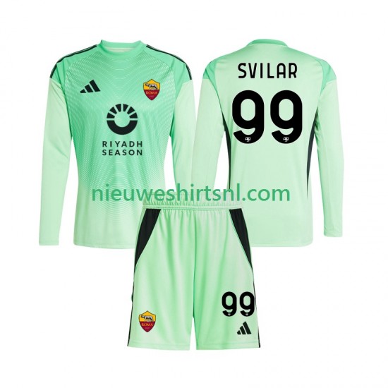 AS Roma Kind Shirt met Bedrukking Doelman Mile Svilar 99 Uit Vierde 2025-2026 Lange Mouw