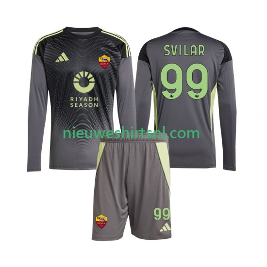 AS Roma Kind Shirt met Bedrukking Doelman Mile Svilar 99 Thuis 2025-2026 Lange Mouw