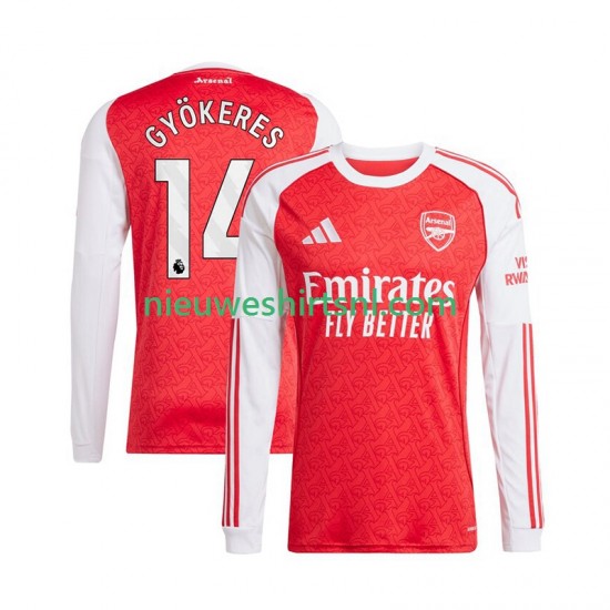 Arsenal Heren Shirt met Bedrukking Viktor Gyokeres 14 Thuis 2025-2026 Lange Mouw