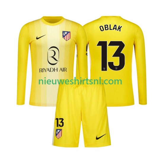 Atlético Madrid Kind Shirt met Bedrukking Doelman Jan Oblak 13 Thuis 2025-2026 Lange Mouw