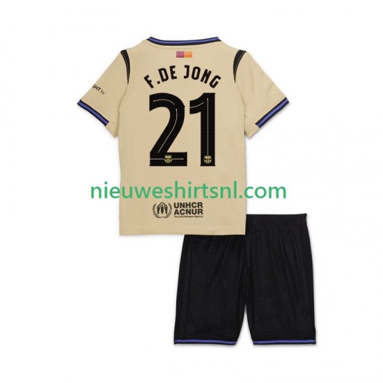 FC Barcelona Kind Shirt met Bedrukking Frenkie de Jong 21 UCL Uit 2025-2026 Korte Mouw