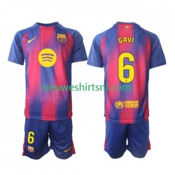 FC Barcelona Kind Shirt met Bedrukking Gavi 6 Thuis 2025-2026 Korte Mouw