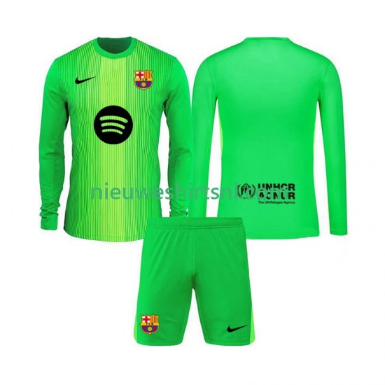 FC Barcelona Kind Shirt met Bedrukking Doelman Thuis 2025-2026 Lange Mouw