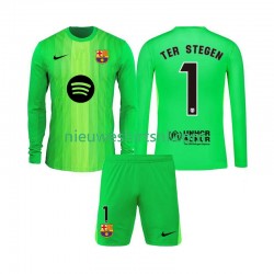 FC Barcelona Kind Shirt met Bedrukking Doelman Ter Stegen 1 Thuis 2025-2026 Lange Mouw
