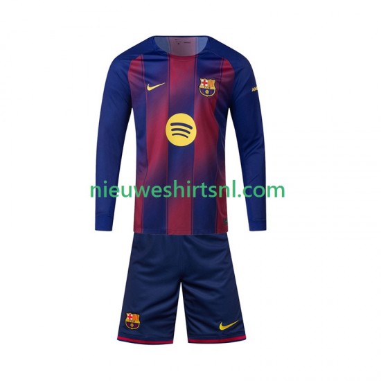 FC Barcelona Kind Shirt met Bedrukking Thuis 2025-2026 Lange Mouw