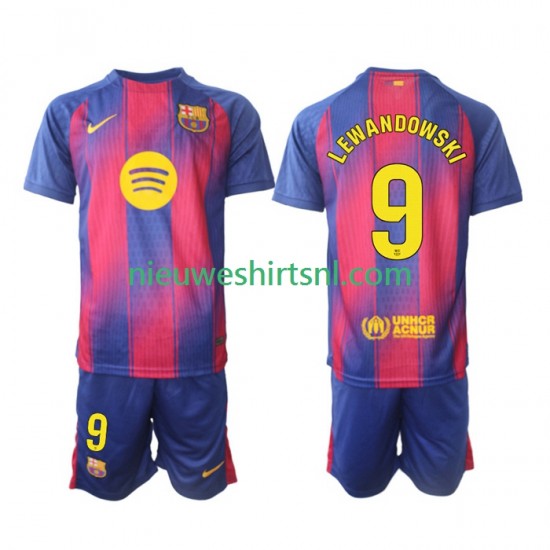 FC Barcelona Kind Shirt met Bedrukking Robert Lewandowski 9 Thuis 2025-2026 Korte Mouw
