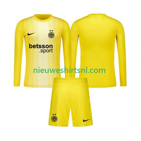 Inter Milan Kind Shirt met Bedrukking Doelman Uit 2025-2026 Lange Mouw