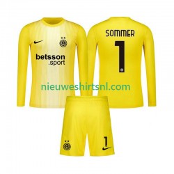 Inter Milan Kind Shirt met Bedrukking Doelman Yann Sommer 1 Uit 2025-2026 Lange Mouw