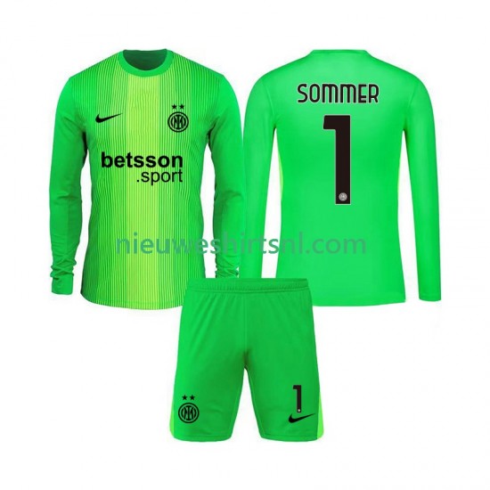 Inter Milan Kind Shirt met Bedrukking Doelman Yann Sommer 1 Derde 2025-2026 Lange Mouw