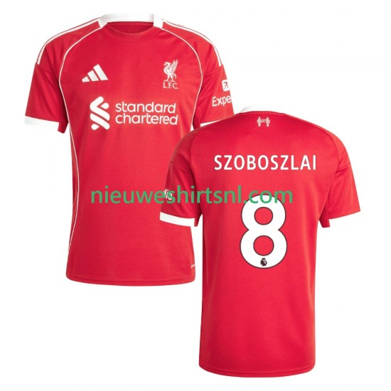 Liverpool Heren Shirt met Bedrukking Dominik Szoboszlai 8 Thuis 2025-2026 Korte Mouw