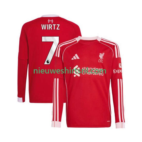Liverpool Heren Shirt met Bedrukking Florian Wirtz 7 Thuis 2025-2026 Lange Mouw