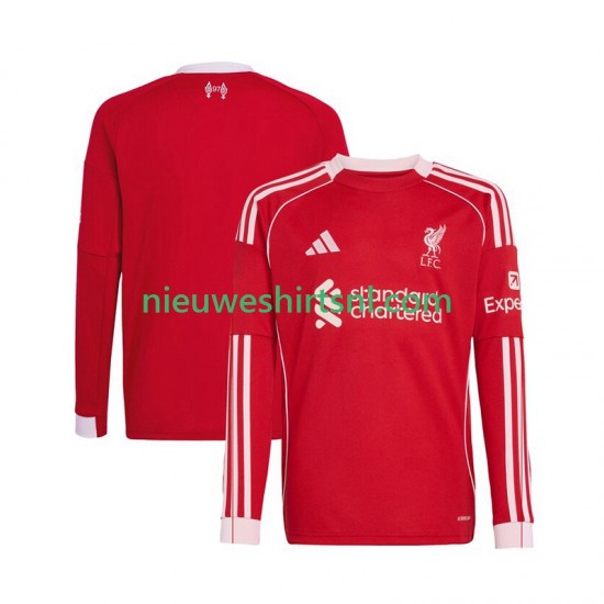 Liverpool Heren Shirt met Bedrukking Thuis 2025-2026 Lange Mouw