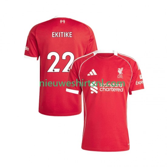 Liverpool Heren Shirt met Bedrukking Hugo Ekitike 22 Thuis 2025-2026 Korte Mouw