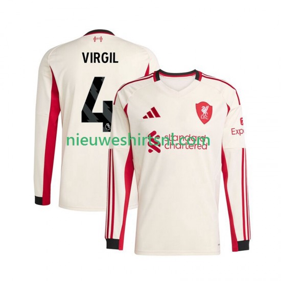 Liverpool Heren Shirt met Bedrukking Virgil van Dijk 4 Uit 2025-2026 Lange Mouw