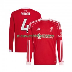 Liverpool Heren Shirt met Bedrukking Virgil van Dijk 4 Thuis 2025-2026 Lange Mouw