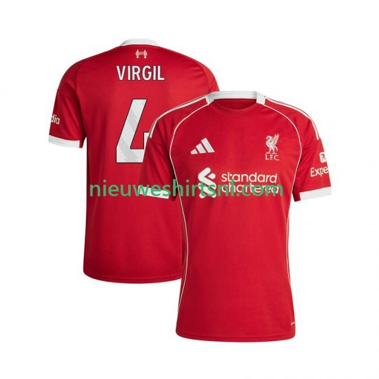 Liverpool Heren Shirt met Bedrukking Virgil van Dijk 4 Thuis 2025-2026 Korte Mouw