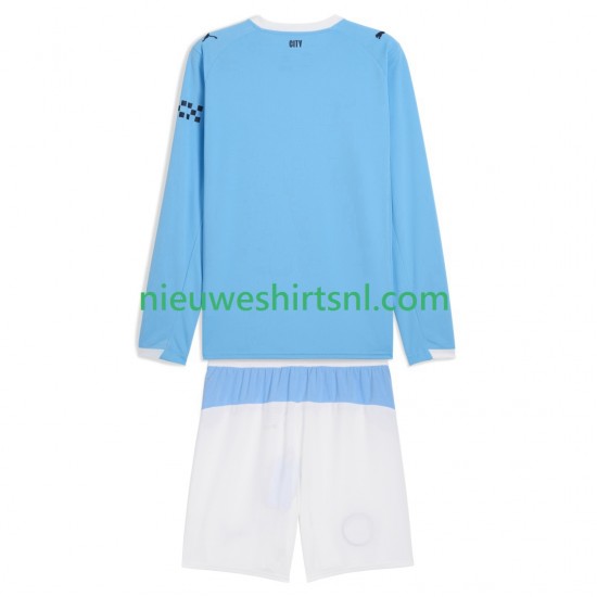 Manchester City Kind Shirt met Bedrukking Thuis 2025-2026 Lange Mouw