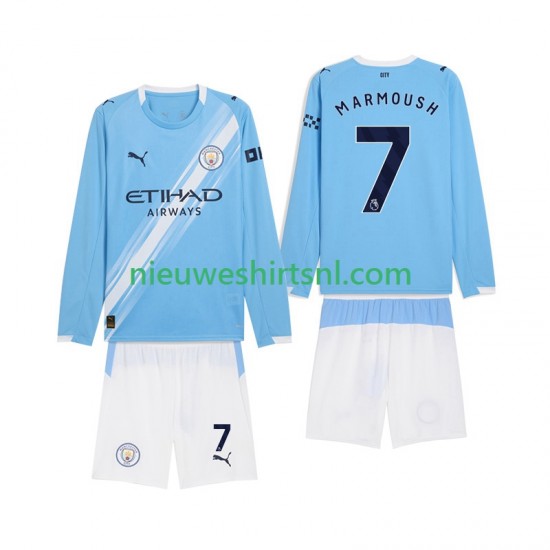 Manchester City Kind Shirt met Bedrukking Omar Marmoush 7 Thuis 2025-2026 Lange Mouw