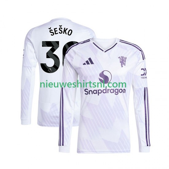 Manchester United Heren Shirt met Bedrukking Benjamin Sesko 30 Uit 2025-2026 Lange Mouw
