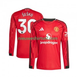 Manchester United Heren Shirt met Bedrukking Benjamin Sesko 30 Thuis 2025-2026 Lange Mouw
