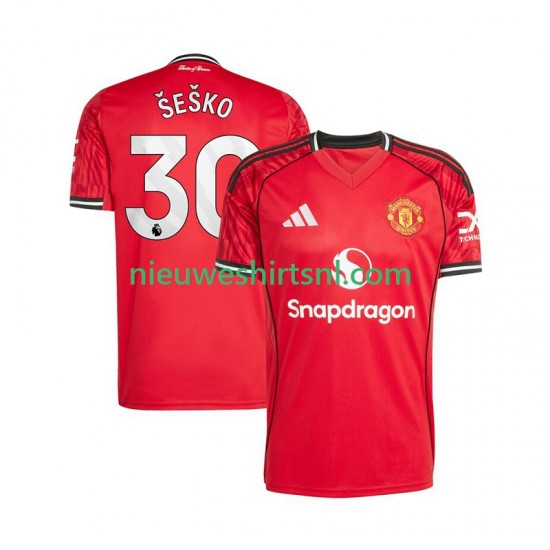 Manchester United Heren Shirt met Bedrukking Benjamin Sesko 30 Thuis 2025-2026 Korte Mouw