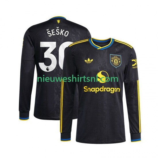Manchester United Heren Shirt met Bedrukking Benjamin Sesko 30 Derde 2025-2026 Lange Mouw