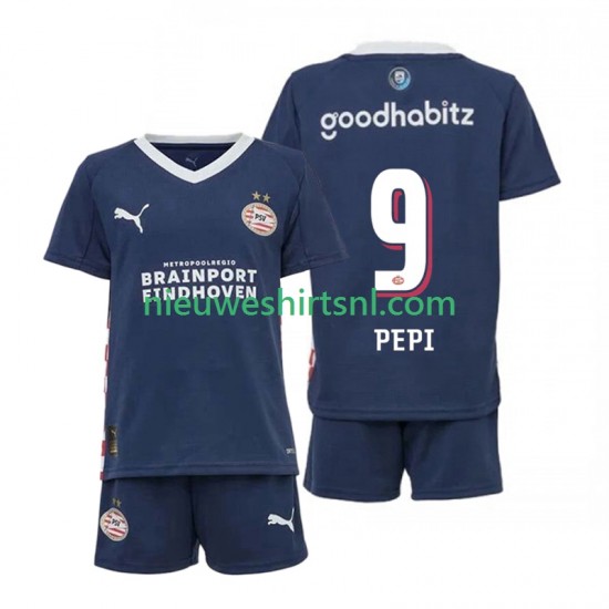 PSV Eindhoven Kind Shirt met Bedrukking Ricardo Pepi 9 Uit 2025-2026 Korte Mouw