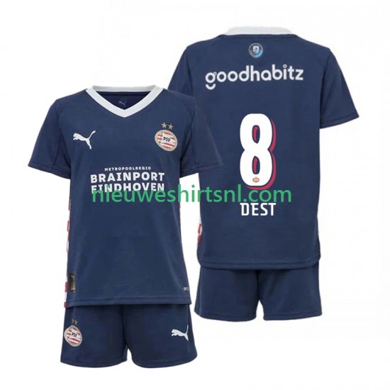 PSV Eindhoven Kind Shirt met Bedrukking Sergino Dest 8 Uit 2025-2026 Korte Mouw