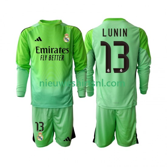 Real Madrid Kind Shirt met Bedrukking Doelman Andriy Lunin 13 Uit 2025-2026 Lange Mouw
