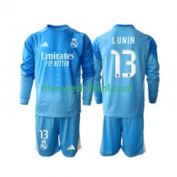 Real Madrid Kind Shirt met Bedrukking Doelman Andriy Lunin 13 Thuis 2025-2026 Lange Mouw