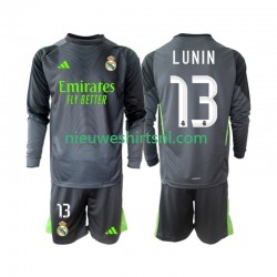 Real Madrid Kind Shirt met Bedrukking Doelman Andriy Lunin 13 Derde 2025-2026 Lange Mouw