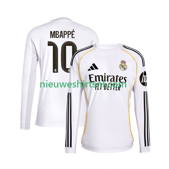 Real Madrid Heren Shirt met Bedrukking Mbappé Kylian 10 Thuis 2025-2026 Lange Mouw